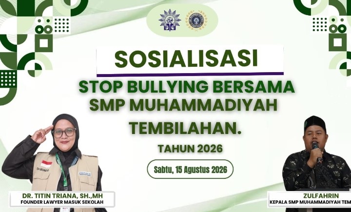 Lawyer Masuk Sekolah Gelar Sosialisasi Stop Bullying di SMP Muhammadiyah Tembilahan