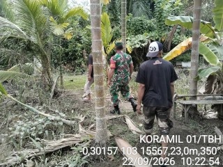 Babinsa Serka Jondri Jaga Lintasan Batas Lahan Warga di Sungai Beringin