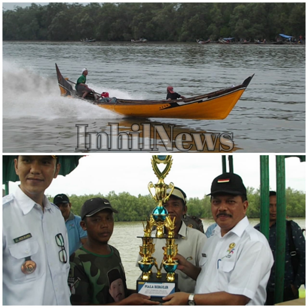 Sekda Inhil Lepas Lomba Pacu Pompong Nelayan Desa Kuala Patah Parang