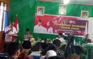 Koramil 12/Batang Tuaka mengajak masyarakat Desa Sungai Piring untuk mendonorkan darah