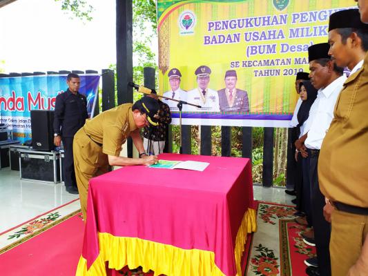 Bupati Inhil Kukuhkan Pengurus BUMDes Se- Kecamatan Mandah