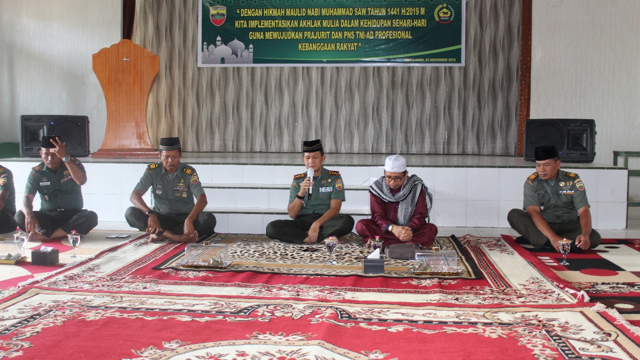 Memperingati Maulid Nabi Muhammad SAW, Kodim 0314/Inhil menyelenggarakan Acara di Aula Makodim 0314/Inhil Graha Bhakti Tembilahan