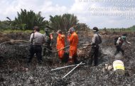 Telah terjadi kebakaran lahan di daerah PT Sambu NTS Sungai Pinang, Parit 6A dan Parit 6B, di Desa Tanah Merah