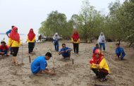 Selamatkan Kawasan Pesisir SMKN 1 Kempas, LSM Lingkungan Dan PWI Lakukan Penanaman Bibit Bakau