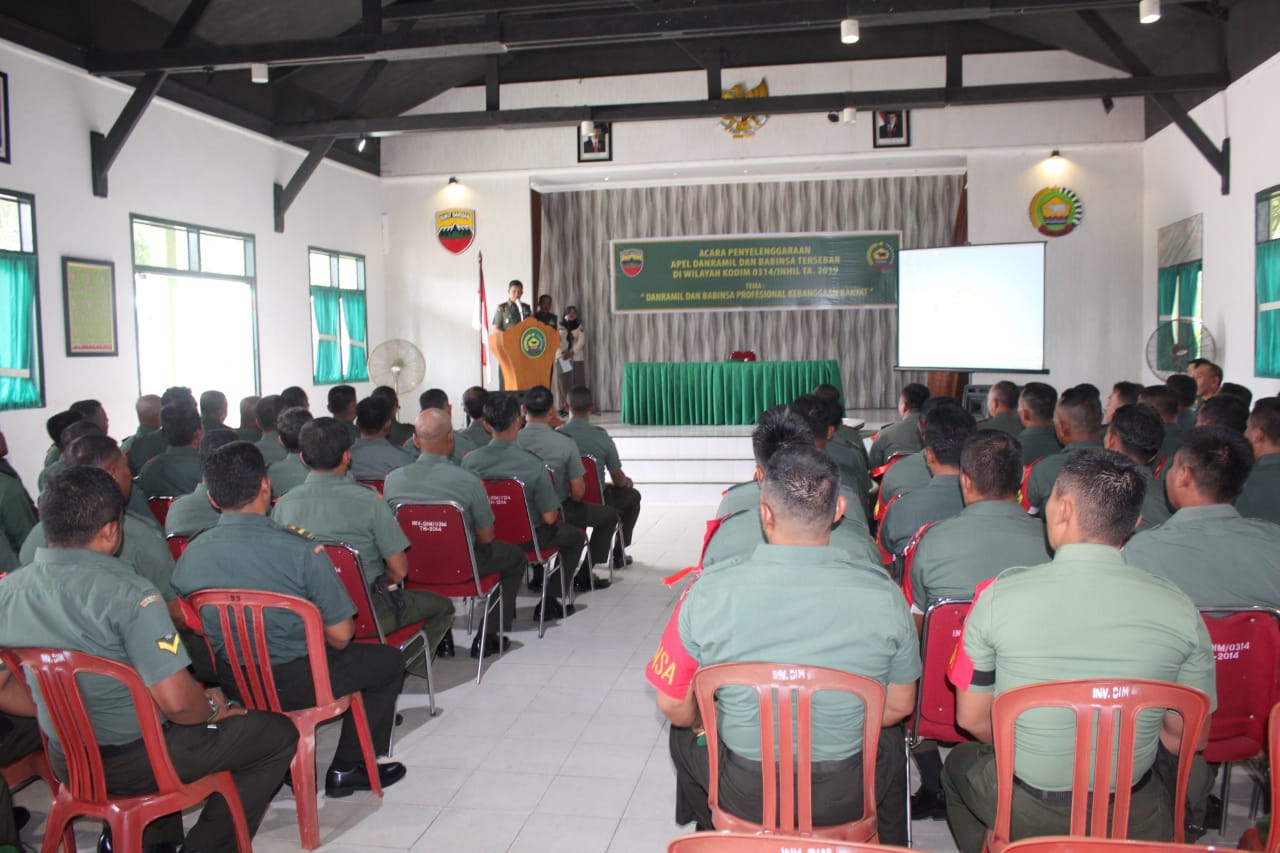 Kodim 0314/Indragiri Hilir (Inhil) menggelar Acara Penyelenggaraan Apel Danramil dan Babinsa Tersebar di Wilayah Inhil