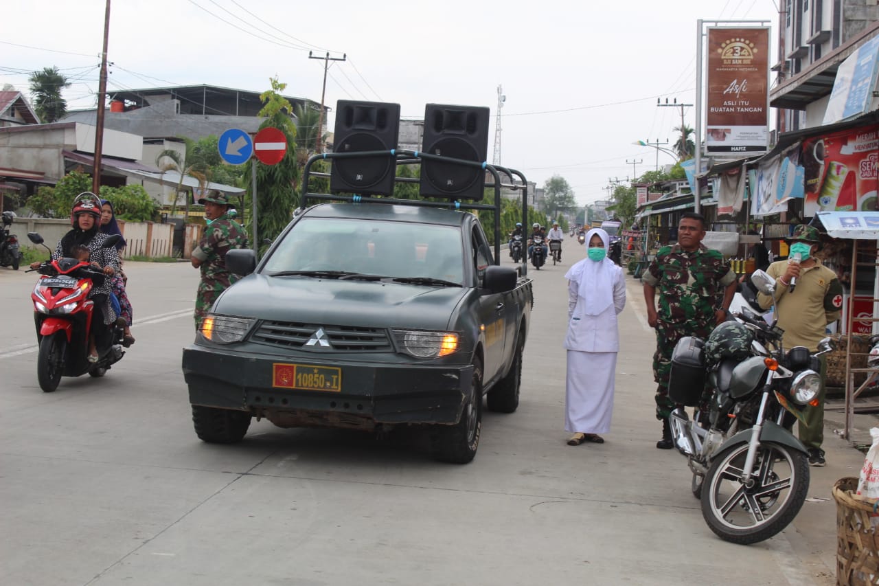 Mengantisipasi Penyebaran Wabah Virus Corona di wilayah kabupaten Inhil, Kodim 0314/Inhil Melakukan Sosialisasi