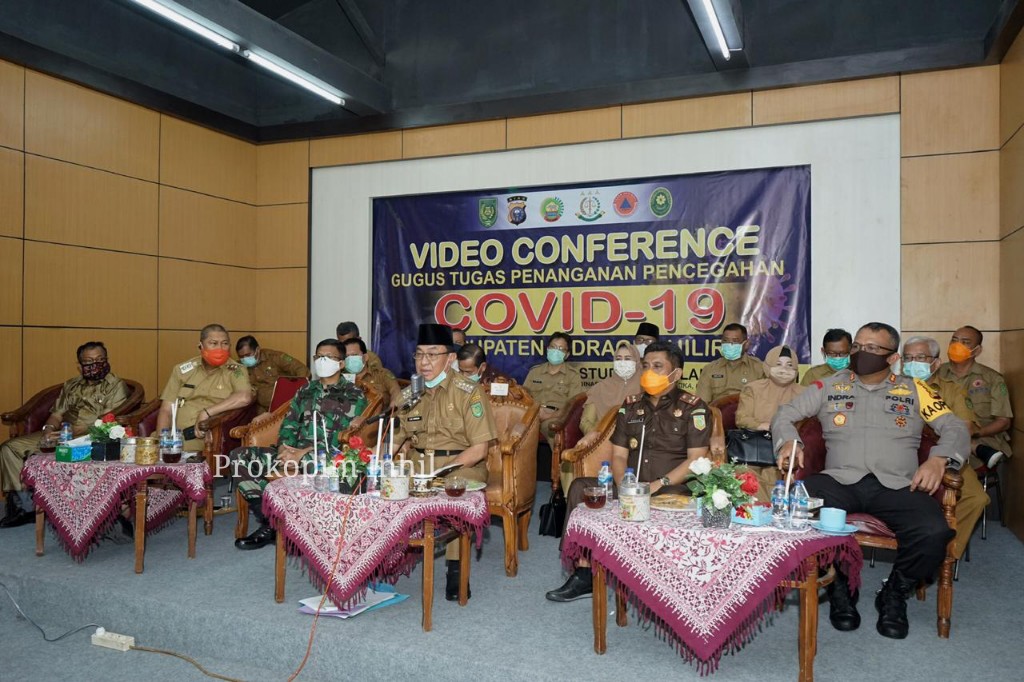 Vidcon dengan Gubri, Bupati Inhil sampaikan Kondisi Penyebaran Covid -19