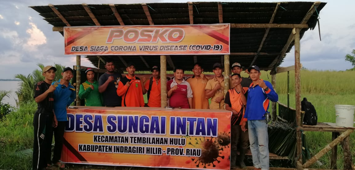 Desa Sungai Intan Bangun Posko Desa Siaga Corona (Covid-19)