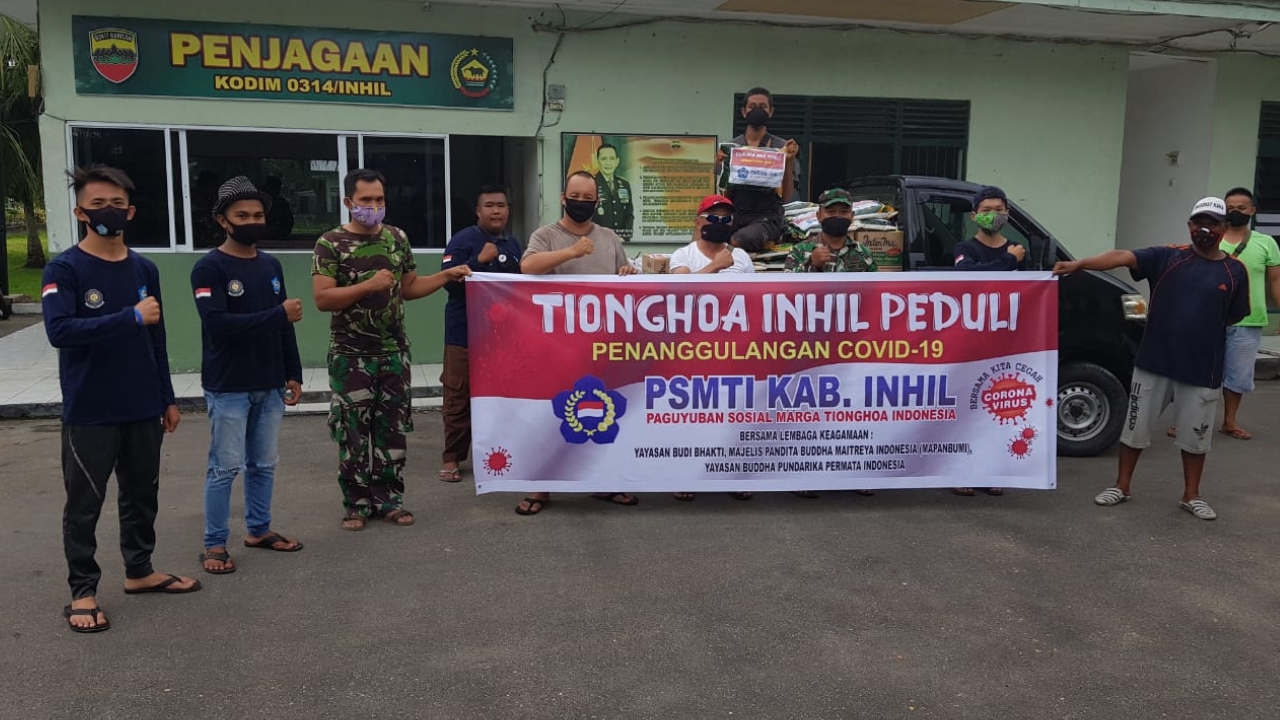 Paguyuban Sosial Marga Tionghoa Indonesia kabupaten Indragiri Hilir (Inhil) menyerahkan bantuan kepada Kodim 0314/Inhil