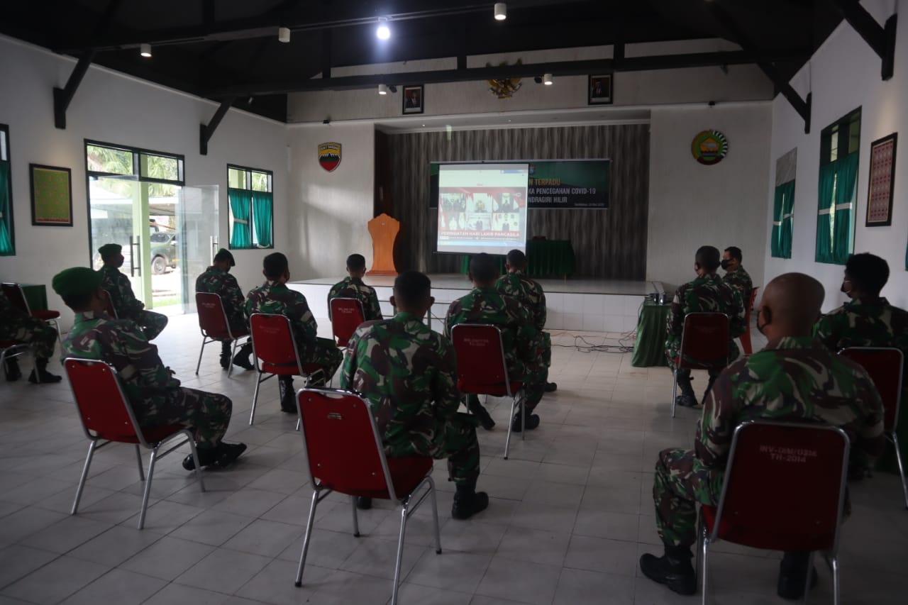 *Hari Pancasila, Dandim 0314/Inhil Beserta Jajaran Saksikan Pidato Presiden Secara Live*