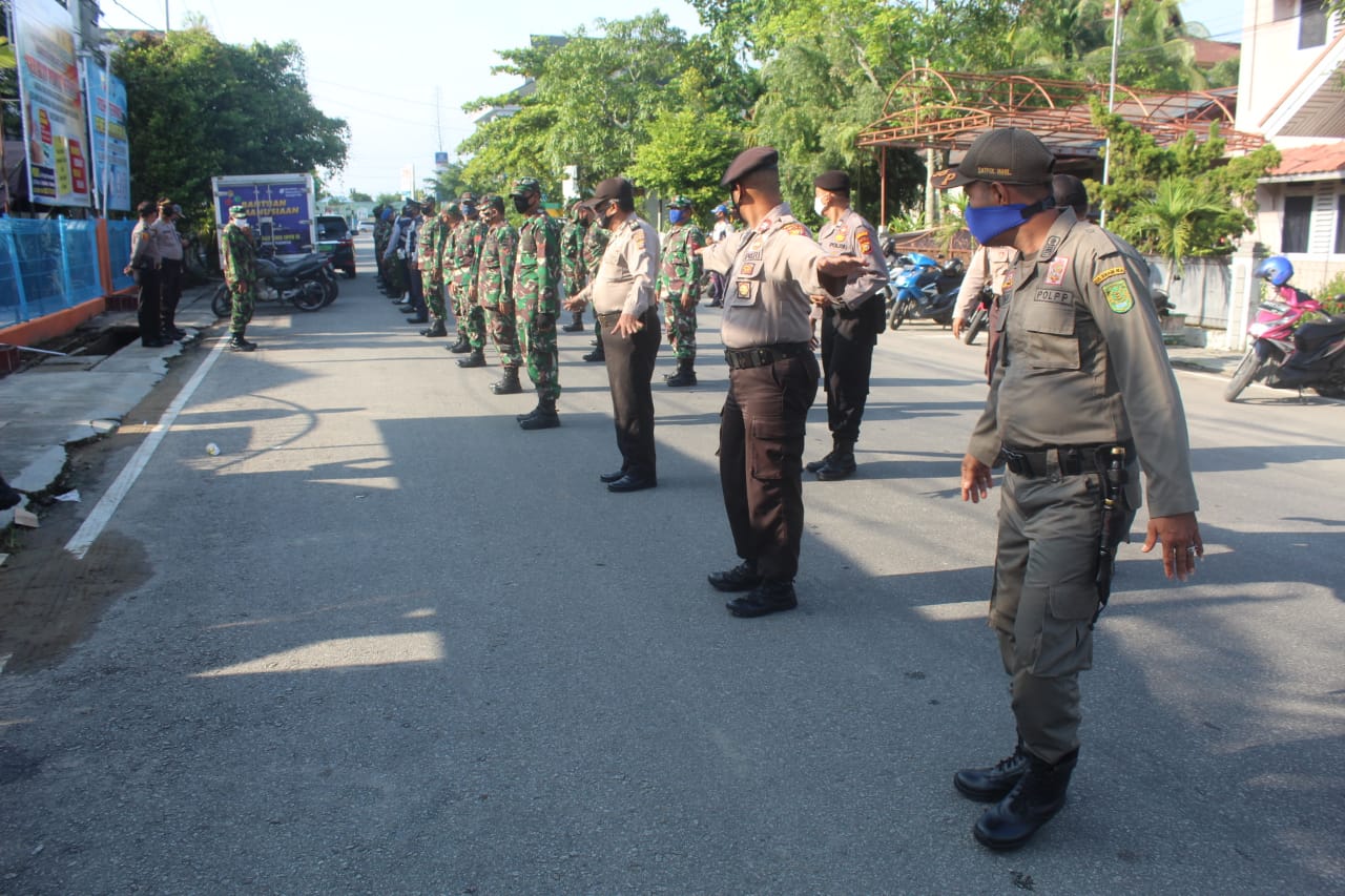 Tidak bosan-bosannya Kodim 0314/Inhil bersama tim gabungan penegakan disiplin kesehatan