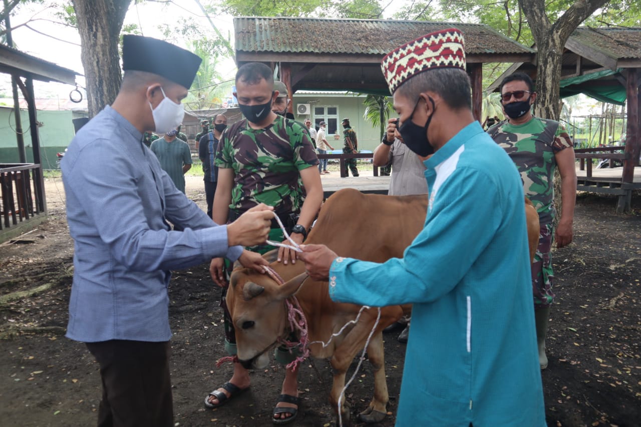 Kodim 0314/Inhil di Hari Raya Idul Adha 1441 H ini melaksanakan penyembelihan hewan kurban