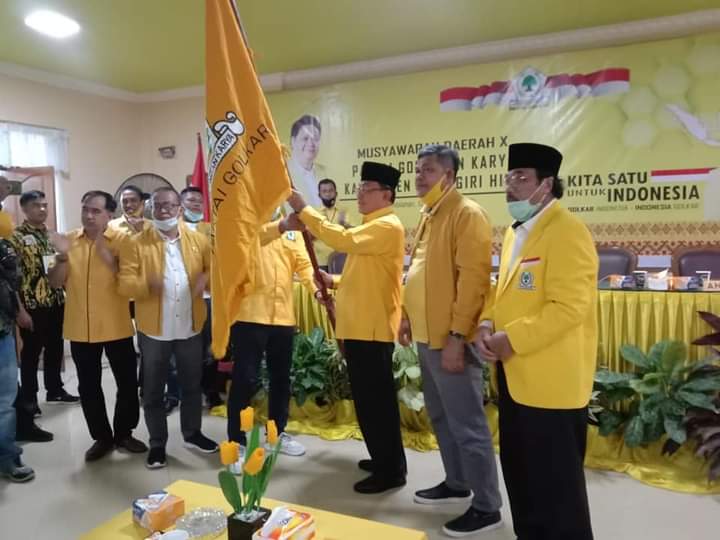 Kembali Terpilih Aklamasi, HM Wardan Kembali Pimpin Golkar Inhil.