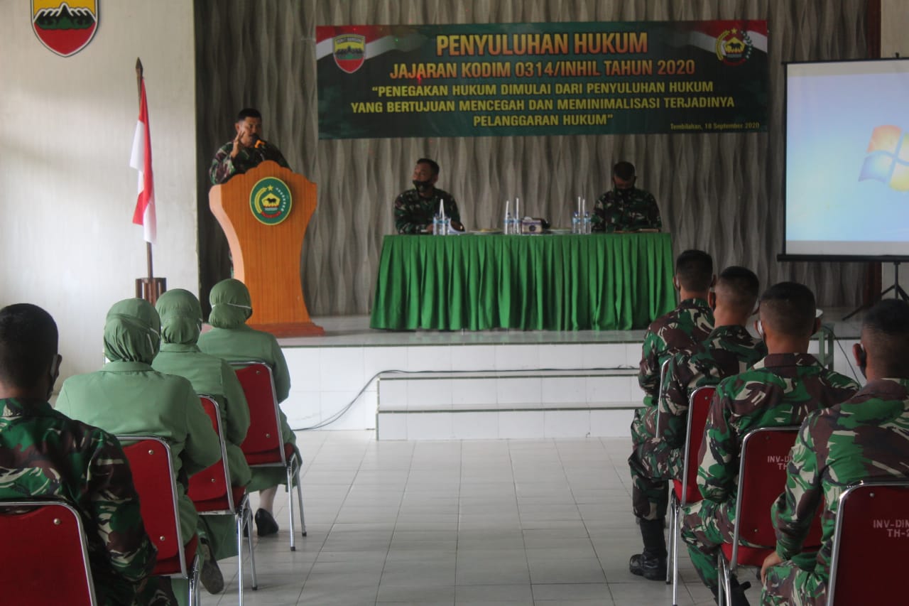Dalam upaya meningkatkan pemahaman terhadap hukum, Kodam I/Bukit Barisan memberikan penyuluhan hukum kepada para prajurit di jajaran Kodim 0314/Inhil
