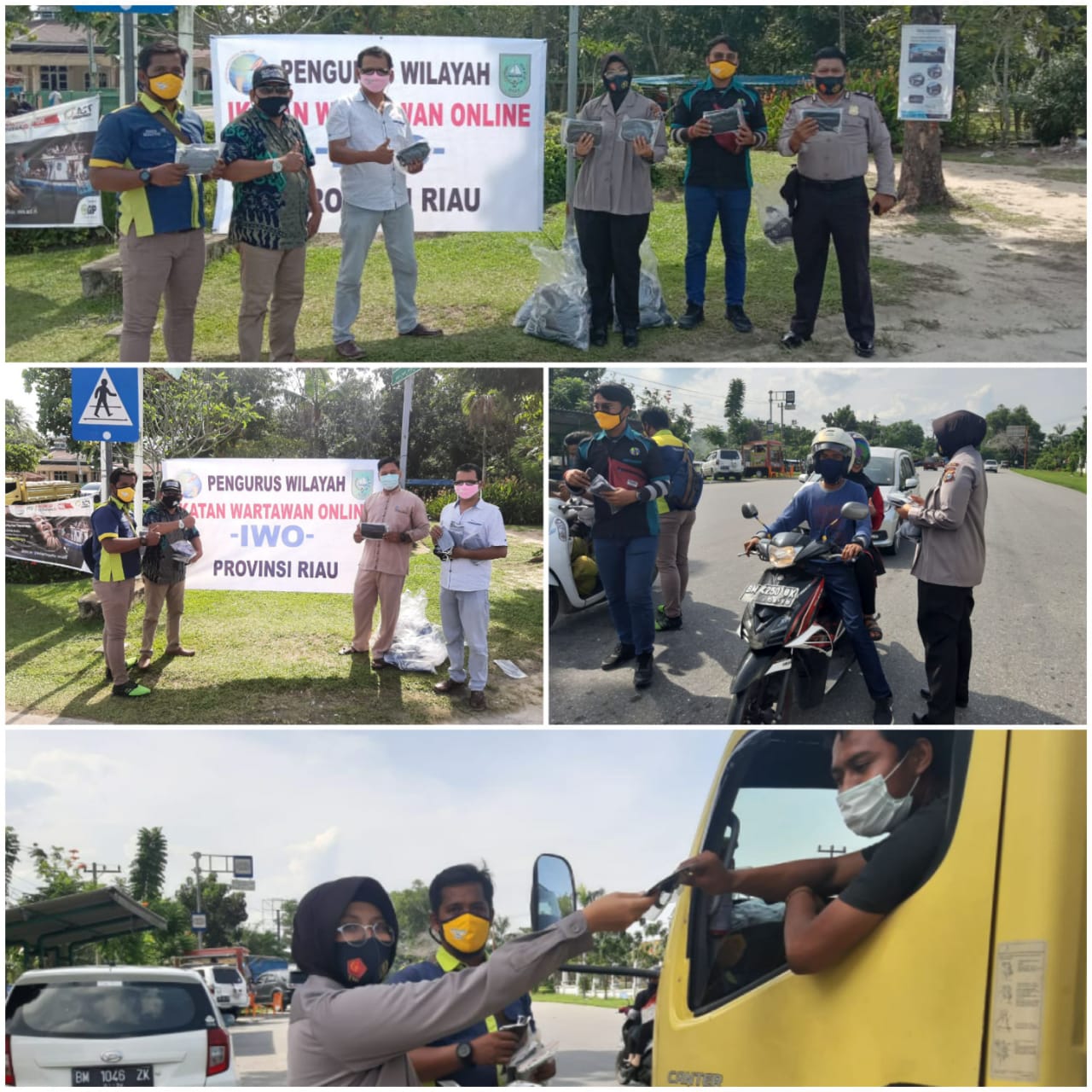 IWO Riau dan Kapolsek Rumbai Bagikan 2.000 Masker Gratis di Perempatan PCR