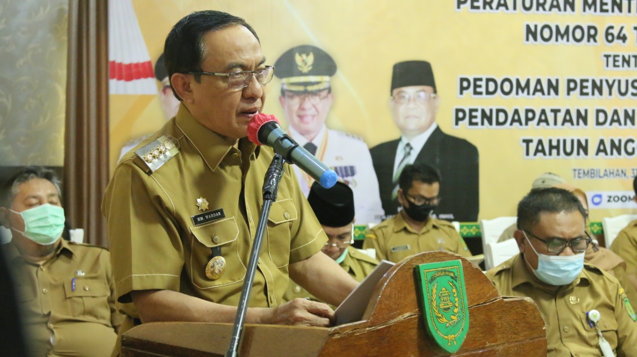 Pemkab Inhil Gelar Rapat Sosialisasi Peraturan Mendagri No 64 Tahun 2020 Secara Virtual