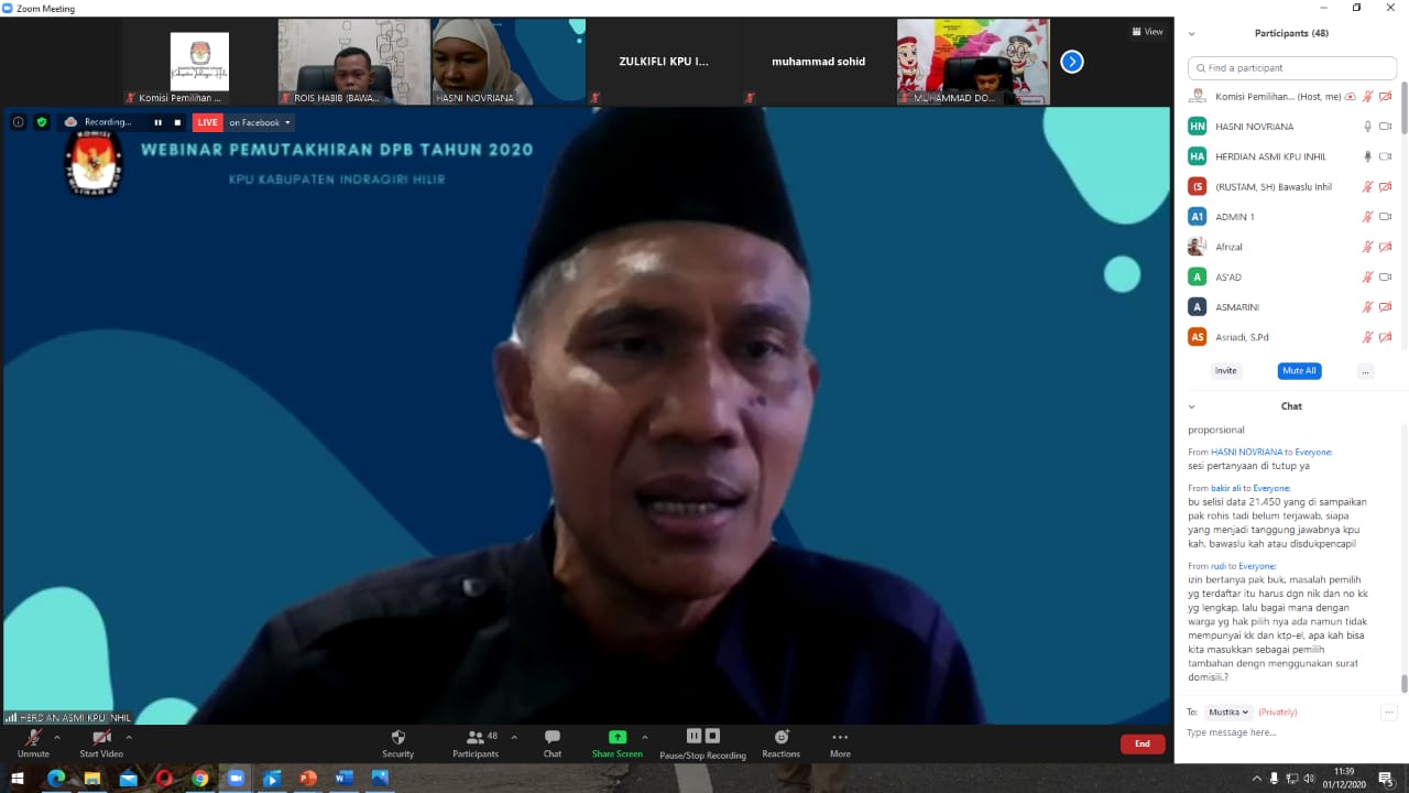 Komisi Pemilihan Umum (KPU) Kabupaten Indragiri Hilir menyelenggarakan Webinar Pemutakhiran Daftar Pemilih Berkelanjutan Tahun 2020