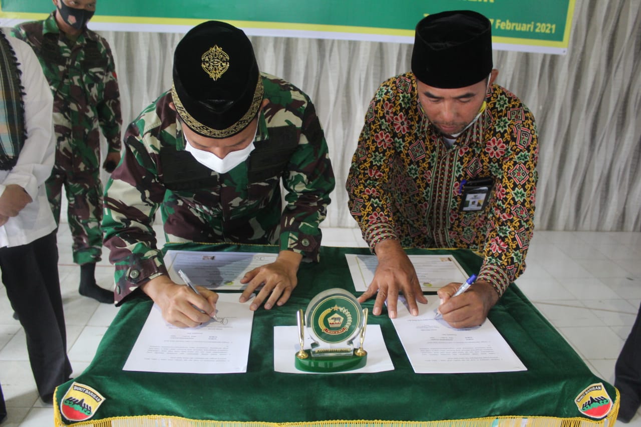 MoU Kodim 0314/Inhil dan Baznas Inhil dilaksanakan Seusai Kegiatan Doa Bersama