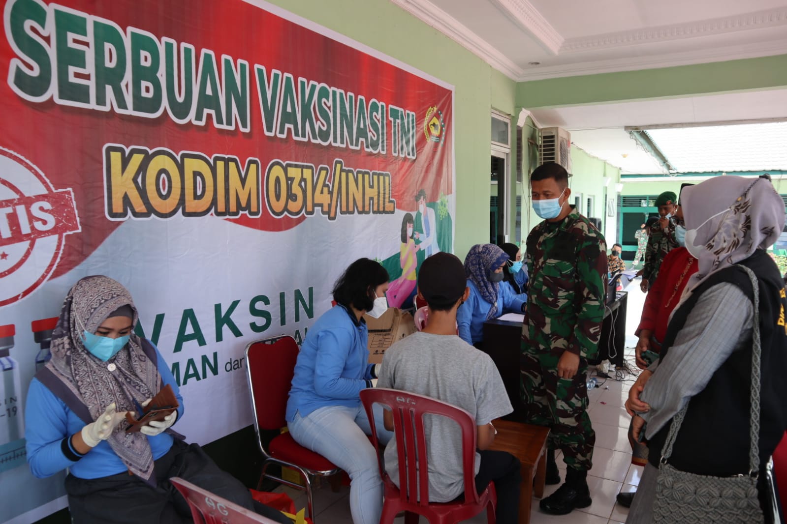 Kodim 0314/Inhil Kembali melaksanakan Serbuan Vaksinasi TNI Tahap I