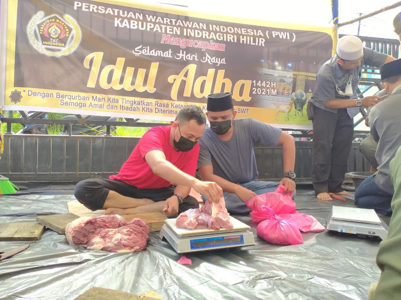 PWI Inhil Kurban 1 Ekor Kerbau dan 2 Ekor Kambing