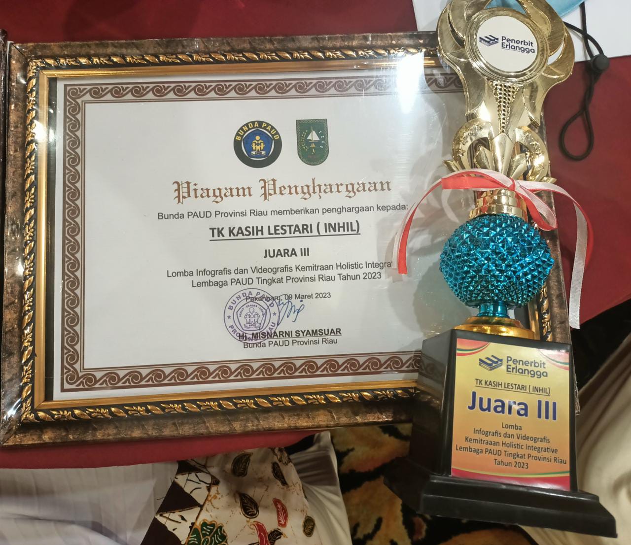 TK Kasih Lestari Juara III Lomba Infografis dan Videografis Tingkat Provinsi Riau