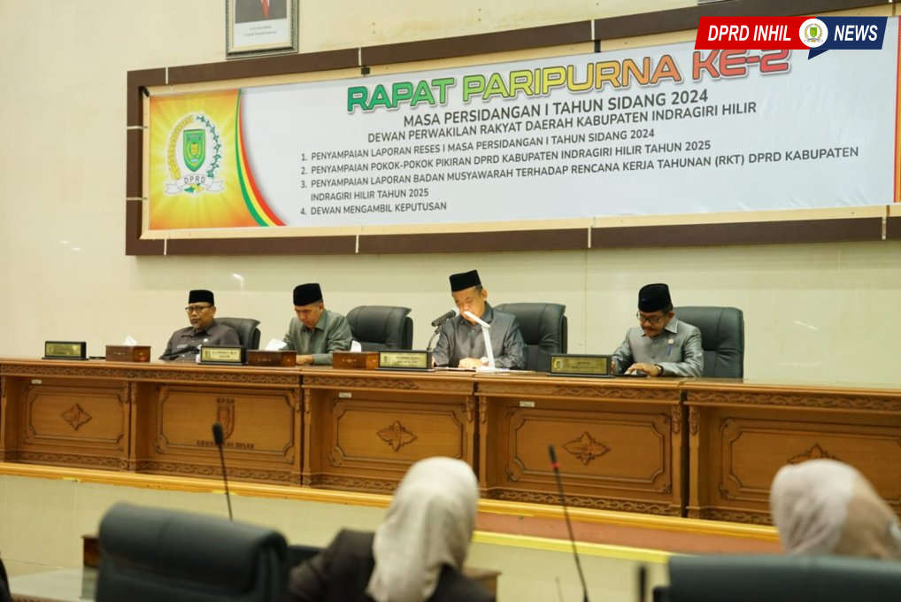 Rapat Paripurna Ke-2 Masa Persidangan I Tahun Sidang 2024 dipimpin Wakil Ketua I DPRD Inhil