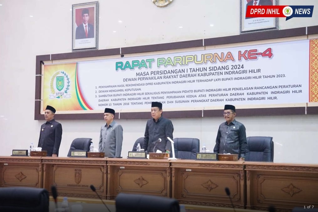 DPRD Inhil Sampaikan Rekomendasi Terhadap LKPJ Bupati Pada Paripurna Ke-4