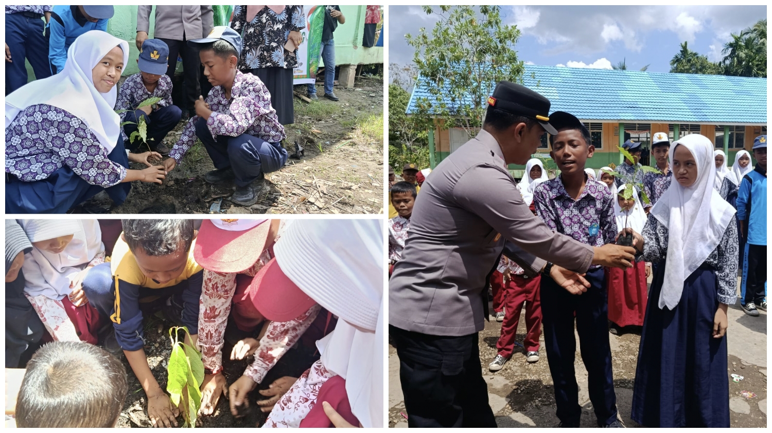 Kapolsek Pelangiran dan Majelis Guru Gelar Penanaman Pohon, Wujud Dukung Program Green Policing