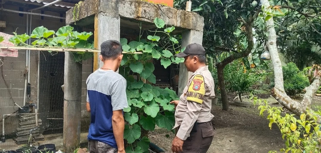 Tanaman Merambat Jadi Solusi Ketahanan Pangan di Lahan Sempit, Personel Polsek Enok Beri Motivasi Warga